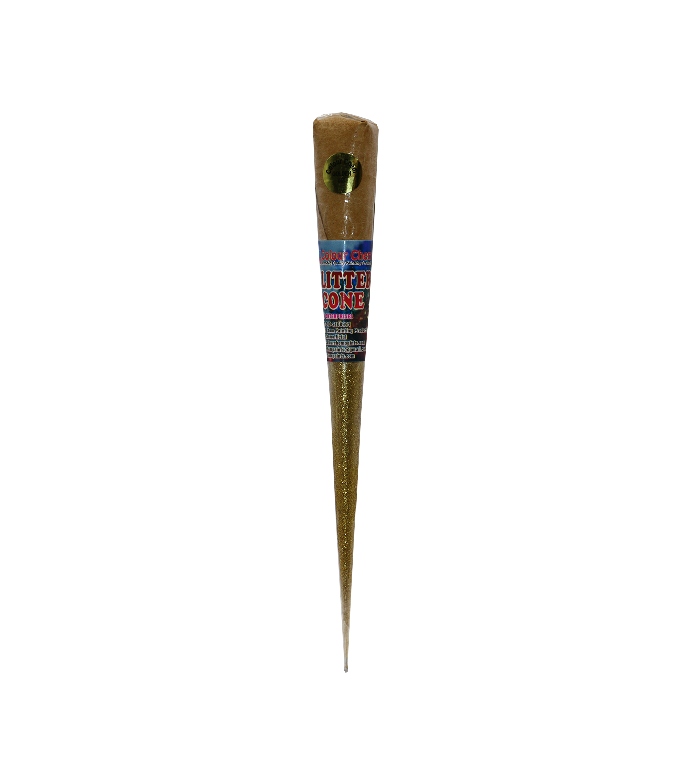 colour chem fabric golden glitter gutta cone