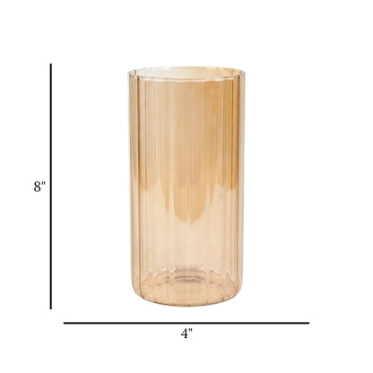 glass tube vase vertical lines golden small 8''x4'' china