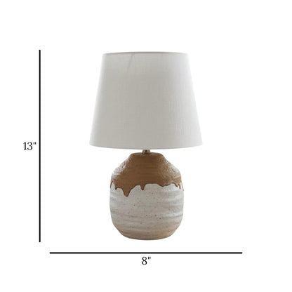 ceramic table lamp white & brown 13''x8'' china