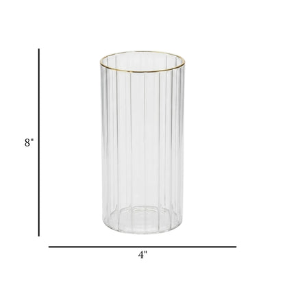 glass tube vase lines golden ring small 8''x4'' china
