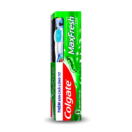 colgate toothpaste+brush maxfresh green tea 225g thailand